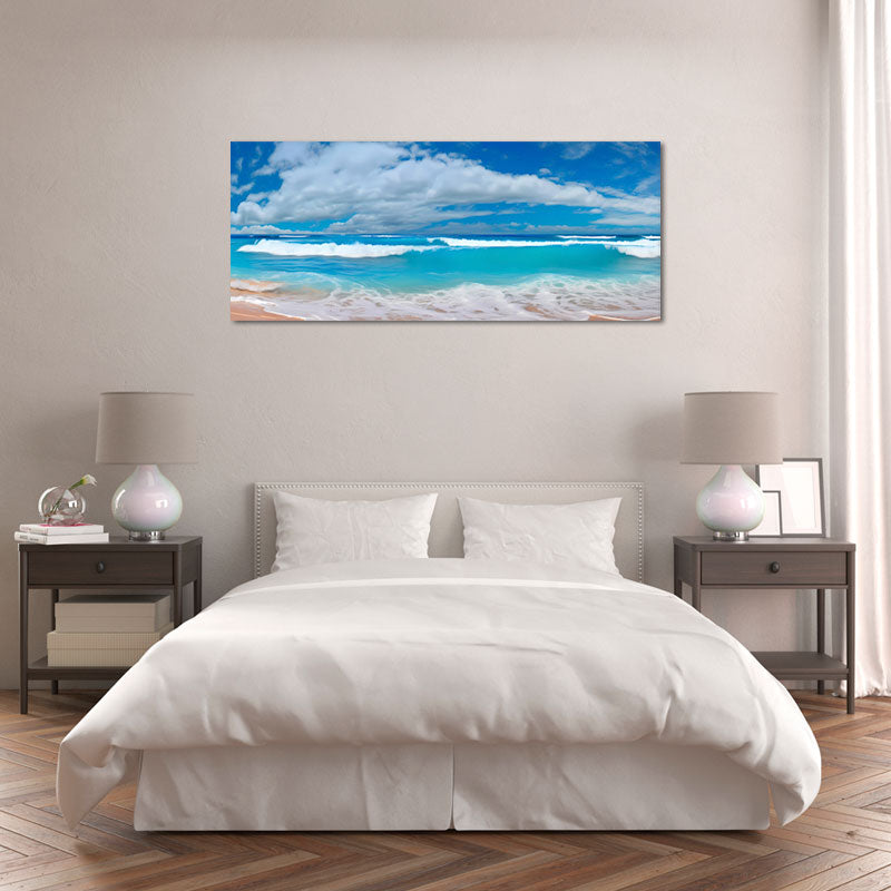 tableau format Panoramique avec un Paysage et une Vague Bleue - TabloDéco.fr