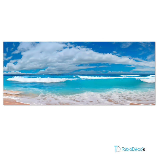 Acheter un Tableau Panoramique Paysage Vague Bleue - TabloDéco.fr