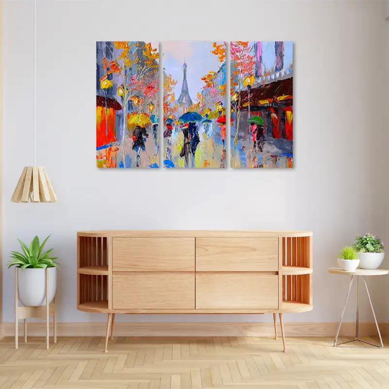 Tableau déco peint à la main  Pluie à Paris - TabloDéco.fr