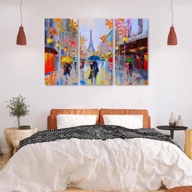 Tableau peinture sur toile Paris sous la pluie - TabloDéco.fr