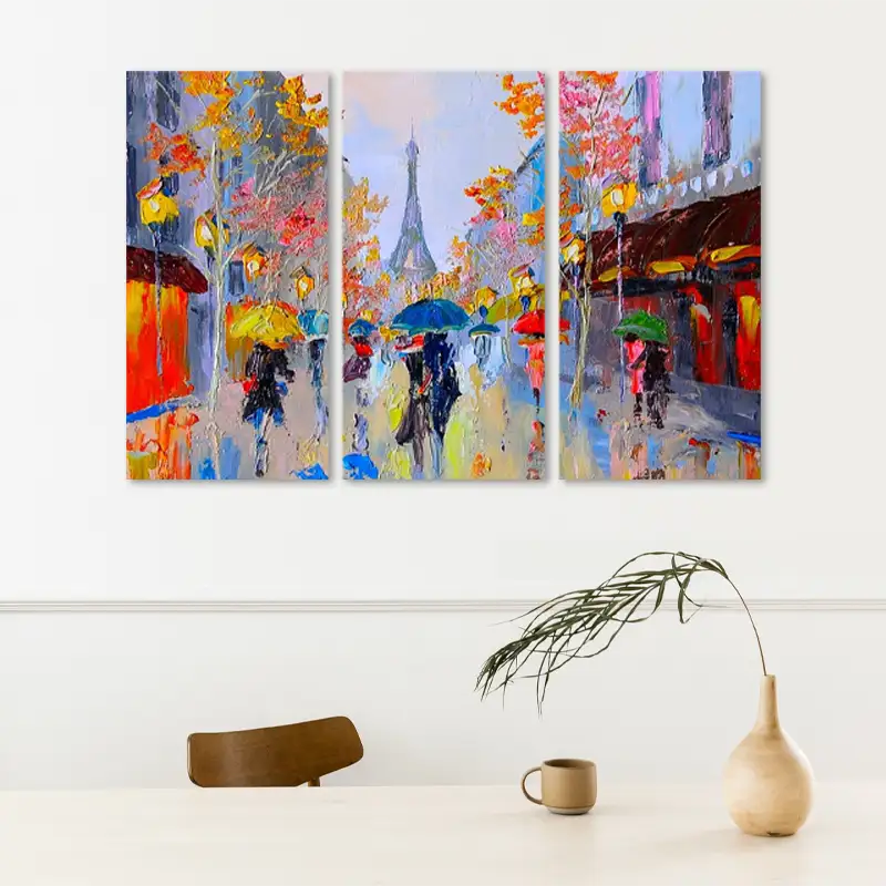 Tableau peint à la main Pluie à Paris - TabloDéco.fr