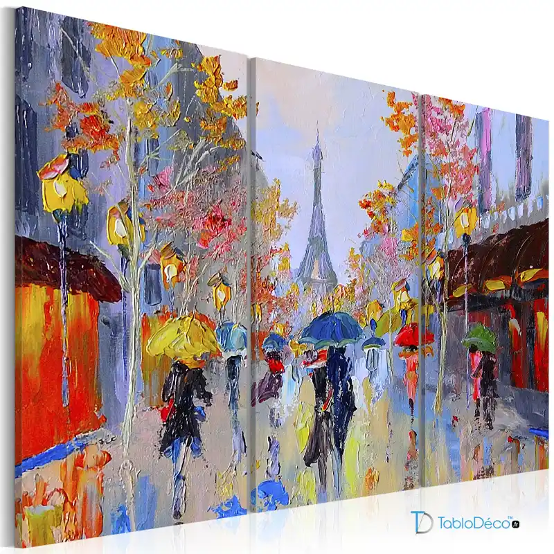 Peinture sur Toile peinte à la main pluie à Paris - TabloDéco.fr