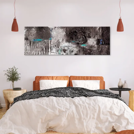 Toile d'une Peinture Argentée dans une chambre - TabloDéco.fr
