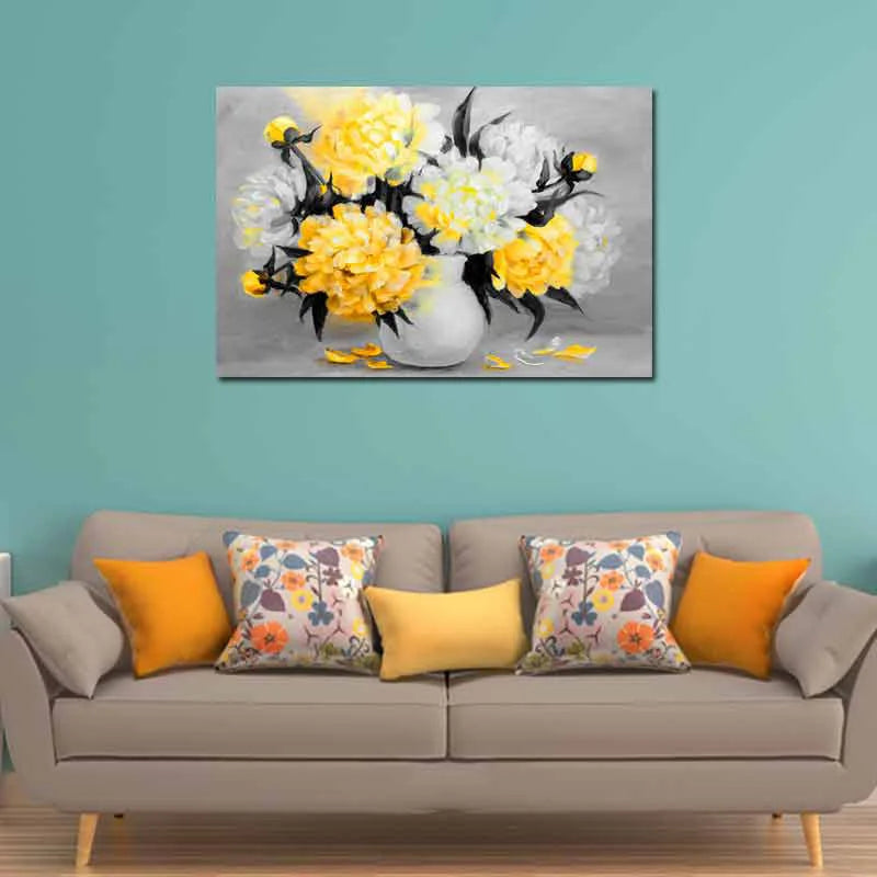 Toile déco Peinture Fleur Jaune - TabloDéco.fr