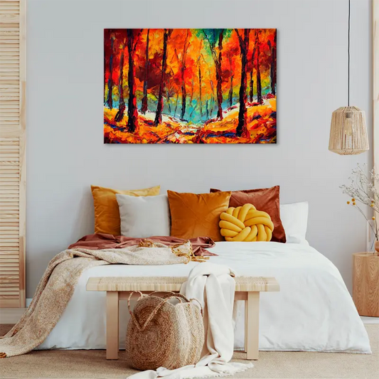 Toile peinte d'une Forêt dans une chambre - TabloDéco.fr