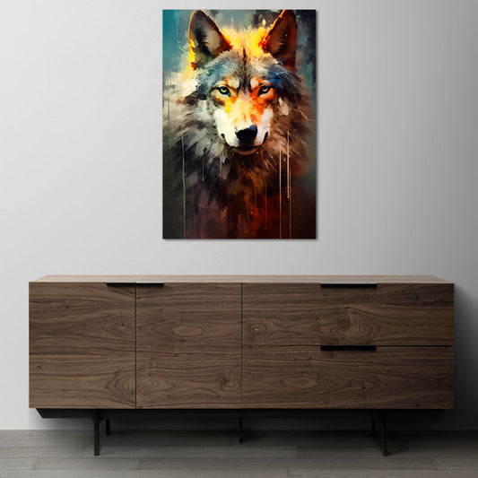 Toile effet Peinture avec un Loup - TabloDéco.fr