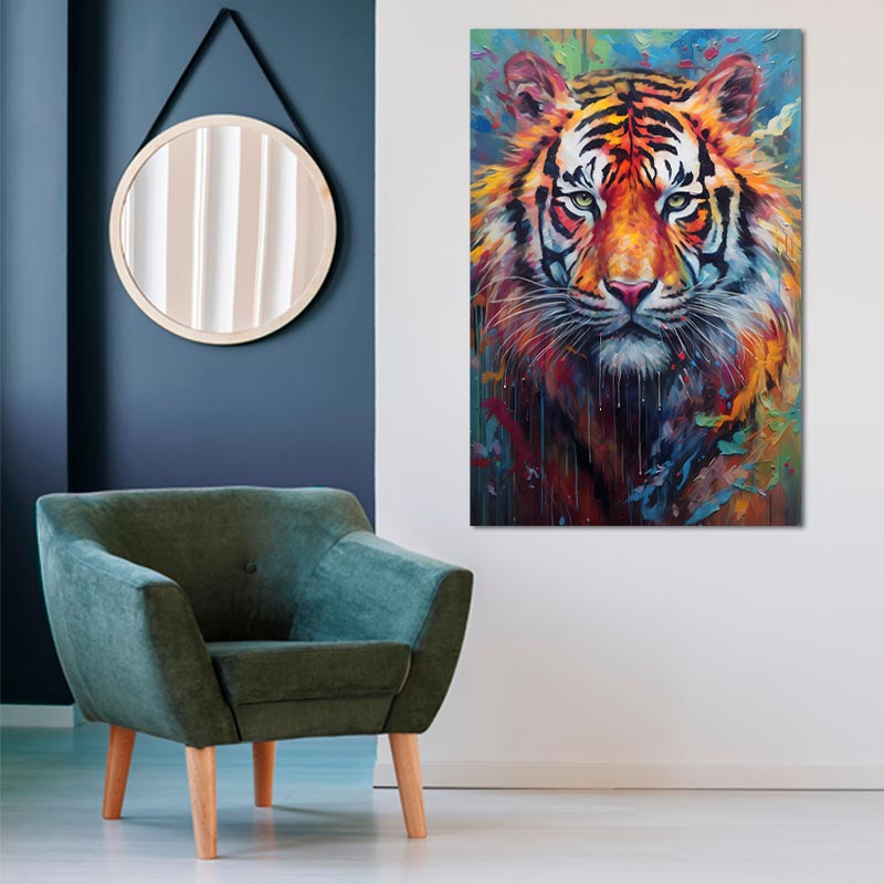 Toile effet Peinture avec un Tigre - TabloDéco.fr