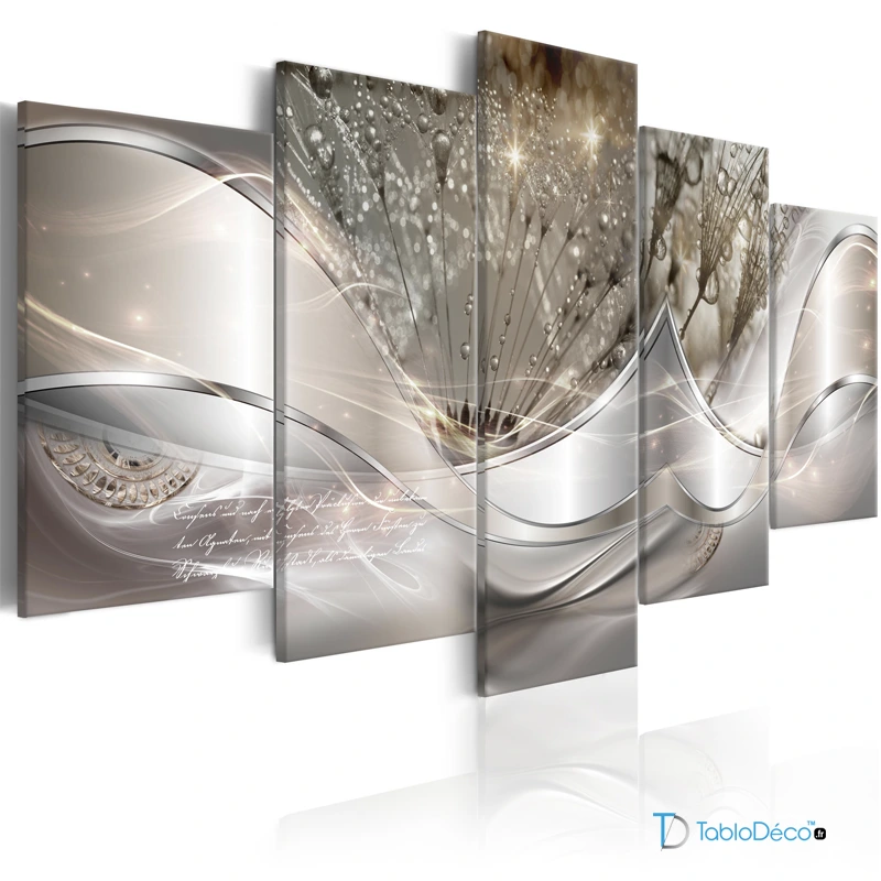 Acheter un Tableau avec des Pissenlits style Moderne en 5 panneaux - TabloDéco.fr