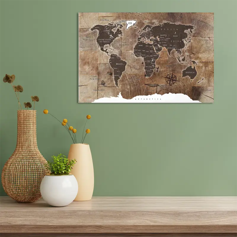 Tableau planisphère style scandinave