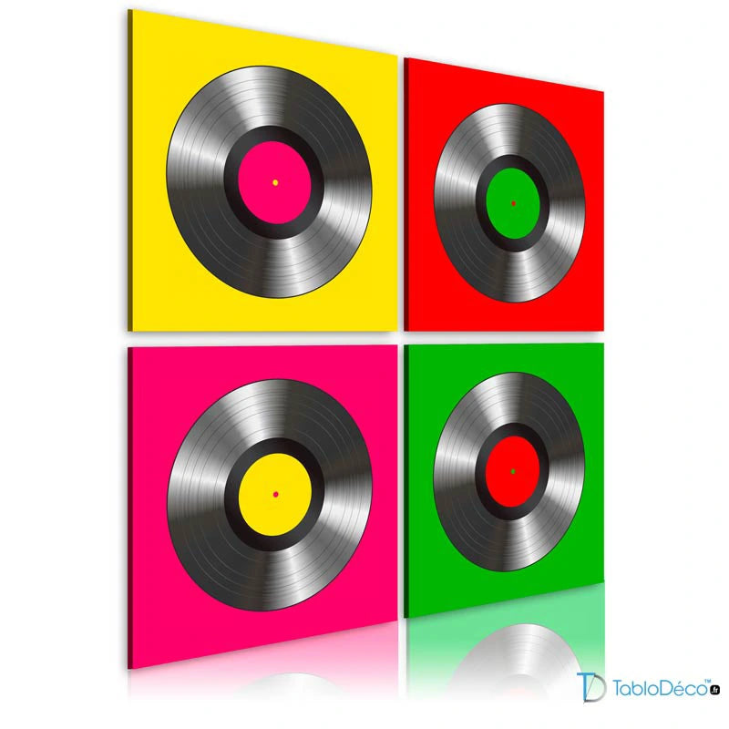 Acheter un ensemble de 4 Tableau Pop Art avec des Vinyles - TabloDéco.fr