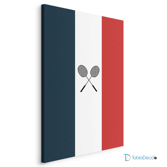 Tableau Raquettes Badminton et Drapeau Français