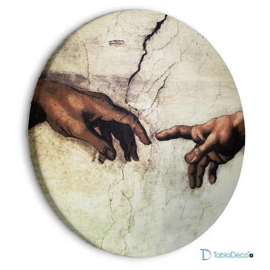 Tableau Rond de La Création d'Adam de Michel-Ange