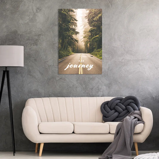 Toile décorative d'une Route traversant une Forêt dans un salon - TabloDéco.fr