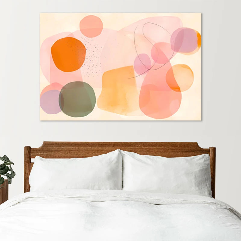 Tableau déco sur toile de style Scandinave avec des Couleurs Pastels dans une chambre - TabloDéco.fr