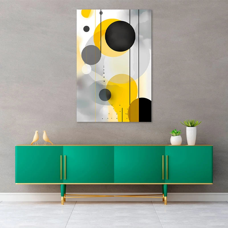 Tableau déco de style Scandinave avec les couleurs Jaune Noir Gris Blanc - TabloDéco.fr