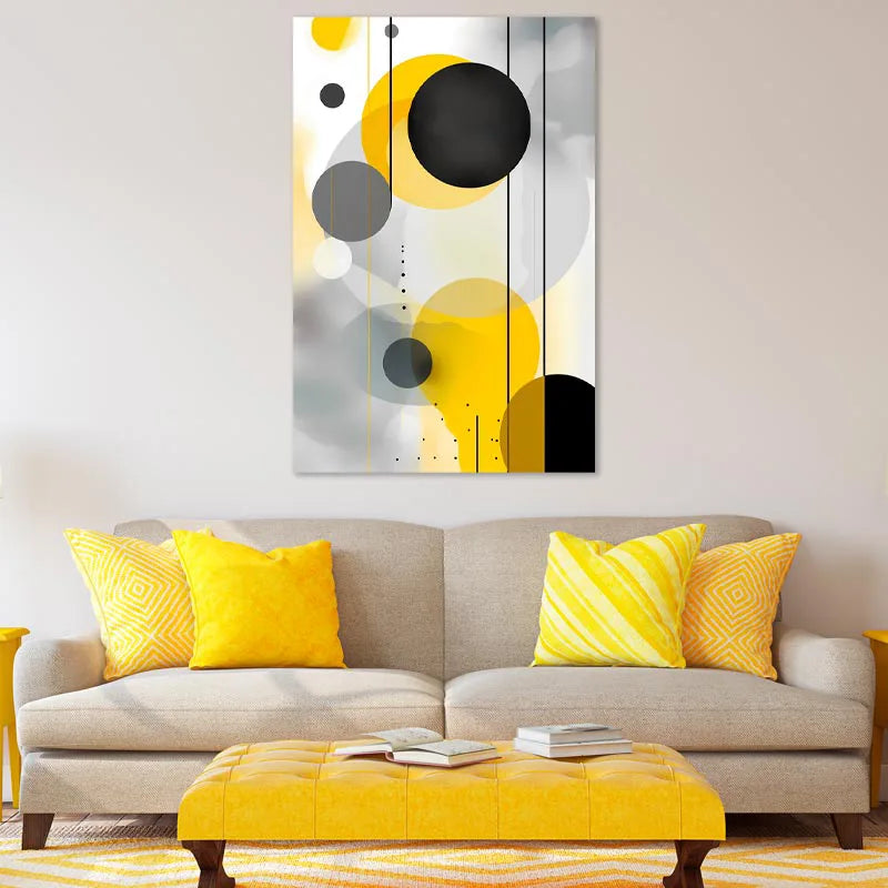 Tableau Scandinave Jaune Noir Gris Blanc - TabloDéco.fr