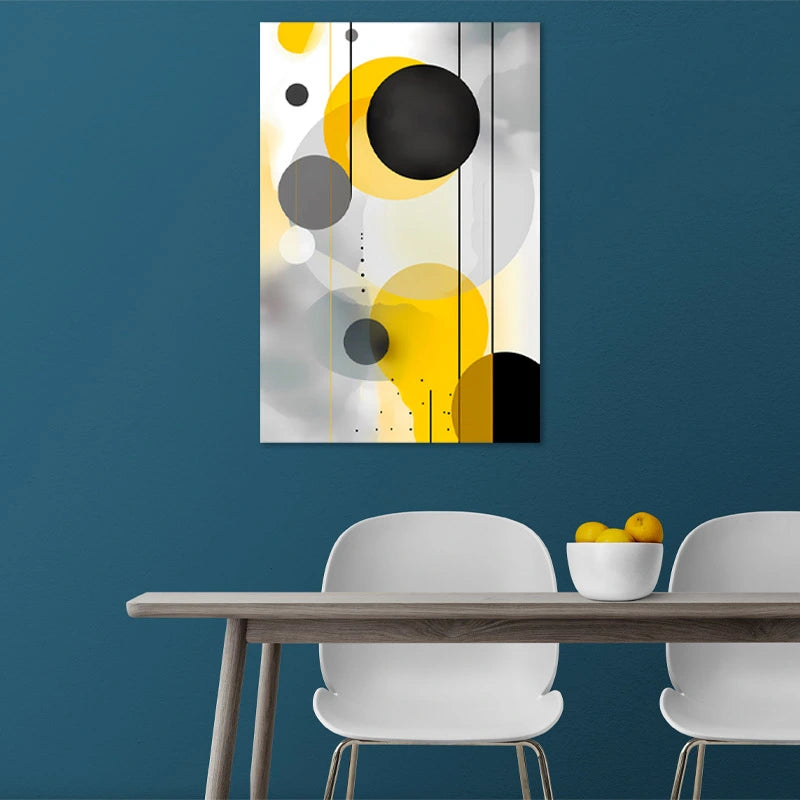Tableau Scandinave Jaune Noir Gris Blanc - TabloDéco.fr