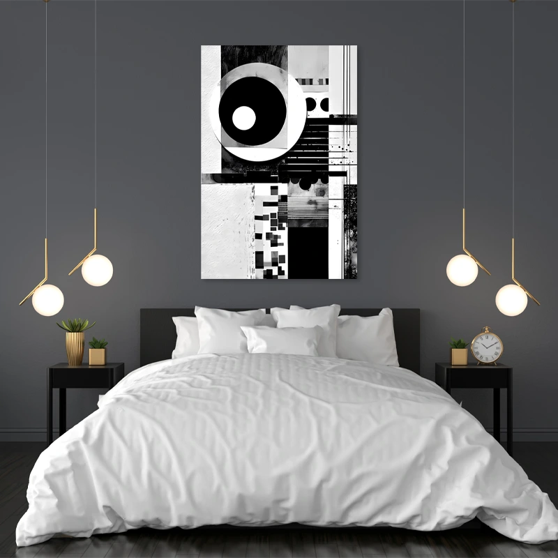  Tableau de décoration sur toile de style Nordique en Noir et Blanc dans une chambre - TabloDéco.fr