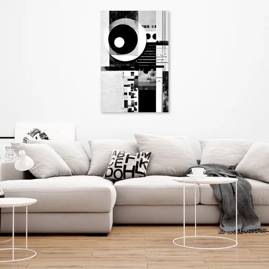  Toile décorative de style Scandinave en Noir et Blanc dans un salon - TabloDéco.fr