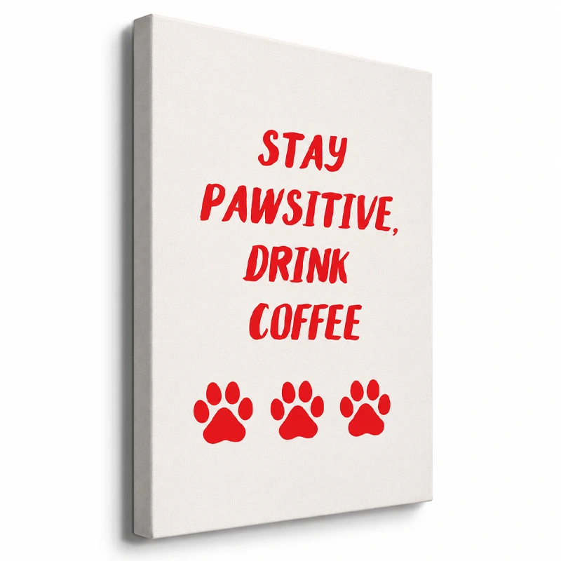 Tableau Stay Pawsitive, Drink Coffee - TabloDécofr