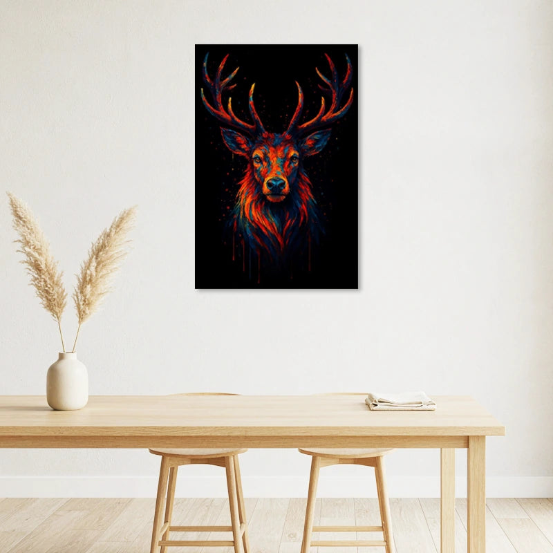 Tableau sur toile d'un Cerf Flamboyant