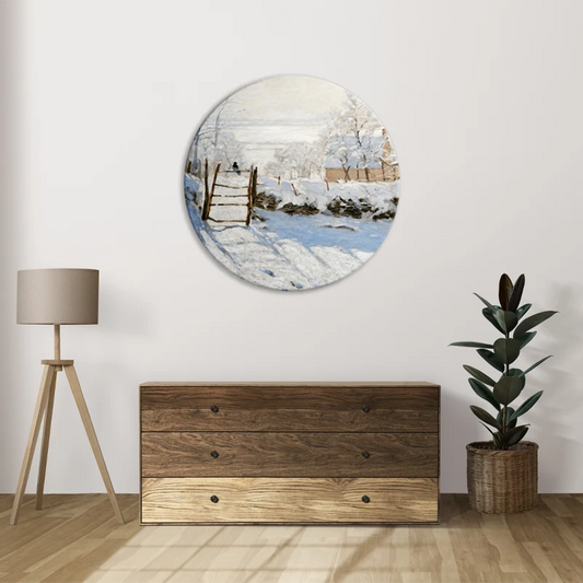 Tableau sur toile forme ronde - La Pie de Claude Monet