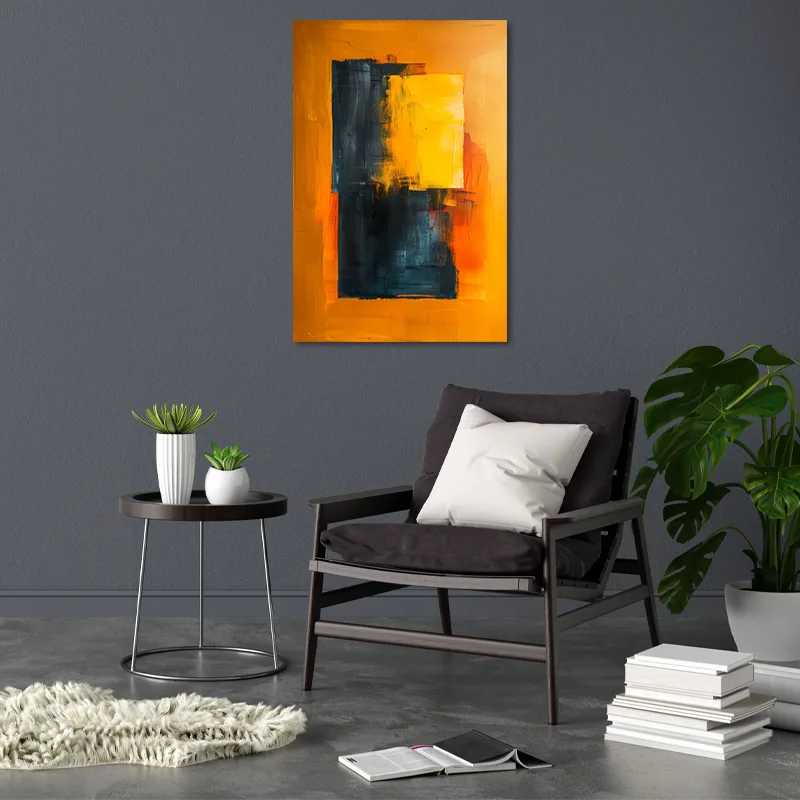 Tableau sur toile Moderne Scandinave Orange et Gris