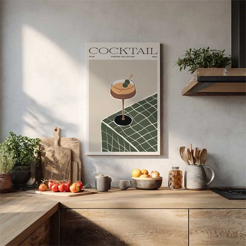 Tableau sur toile style Poster Cocktail Rétro Chic pour la cuisine