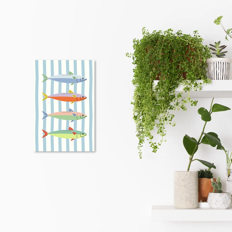 Tableau sur toile des Sardines Colorées