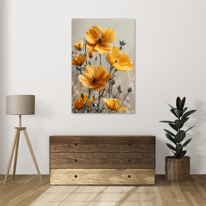 Tableau sur toile style Scandinave avec des fleurs jaunes