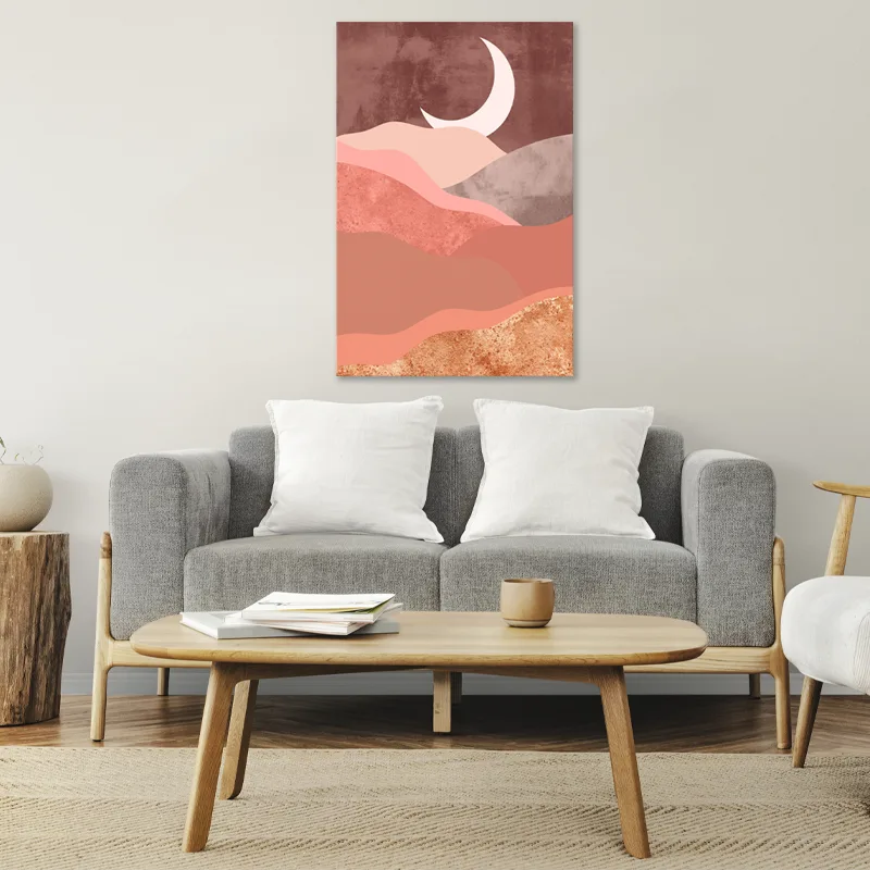 Tableau sur toile Scandinave Terracotta accroché dans un salon