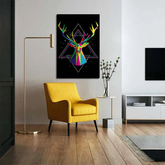 Toile murale avec Tête de Cerf Géométrique - TabloDéco.fr