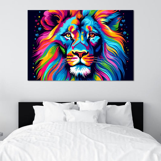 Toile décorative d'une Tête de Lion Pop Art - TabloDéco.fr