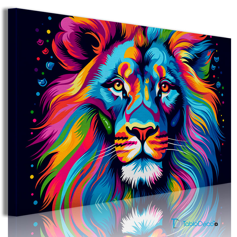 Acheter un Tableau d'une Tête de Lion Pop Art - TabloDéco.fr