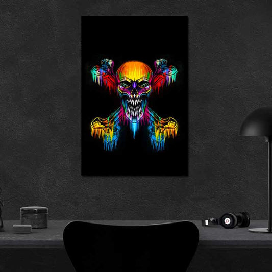 Tableau sur toile Tête de Mort Multicolore - TabloDéco.fr
