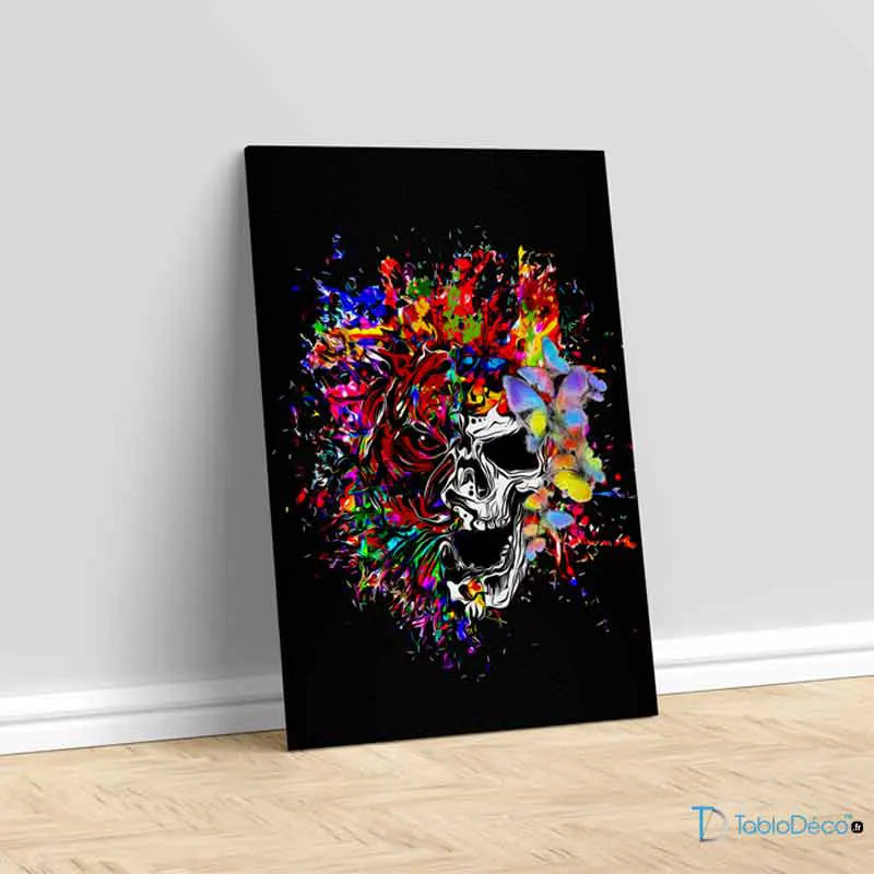 Toile murale tête de mort papillon - TabloDéco.fr