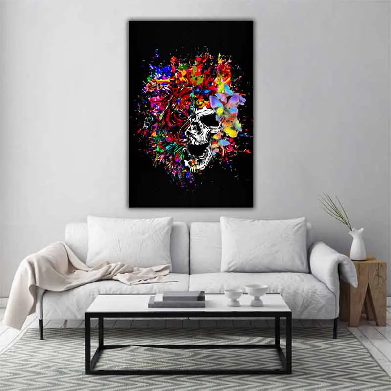 tableau de décoration tête de mort papillon - TabloDéco.fr