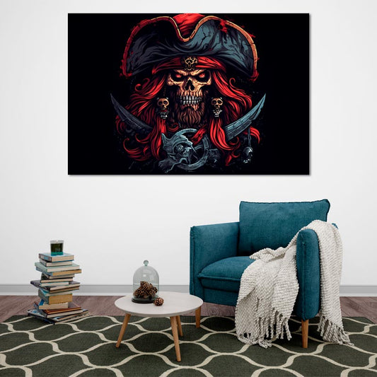 Toile décorative avec une Tête de Mort Pirate - TabloDéco.fr
