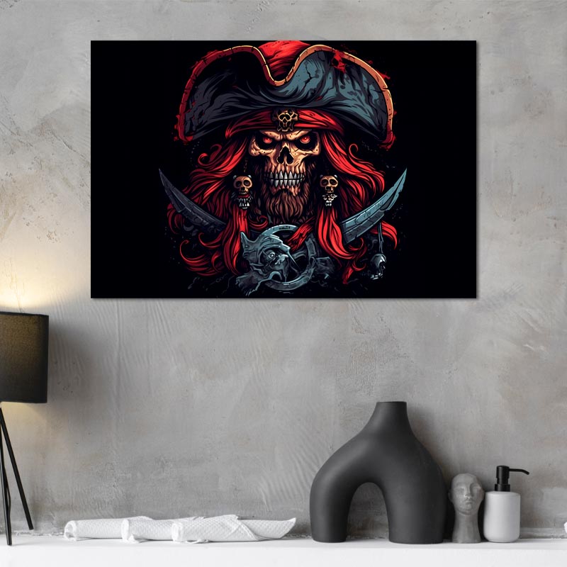 Tableau déco sur toile d'une Tête de Mort Pirate - TabloDéco.fr