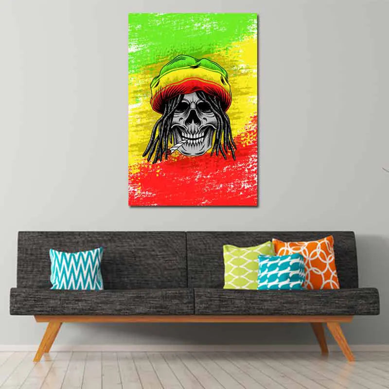 Tableau Tête de Mort Rasta - TabloDéco.fr
