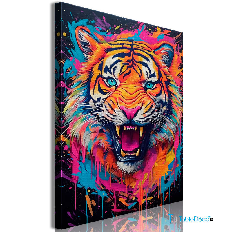 Acheter un Tableau avec un Tigre Multicolore - TabloDéco.fr