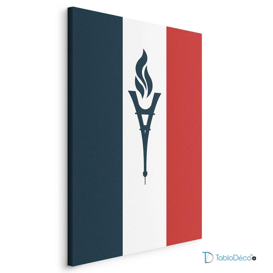 Tableau Torche Olympique sur Drapeau Français (JO Paris 2024)