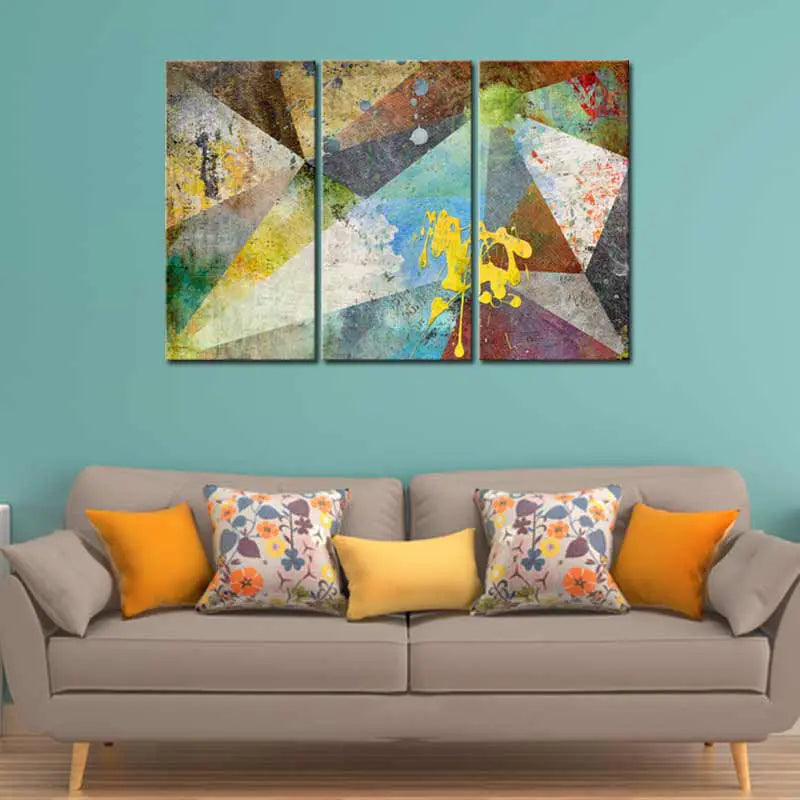 Triptyque sur toile Abstraite Géométriques - TabloDéco.fr