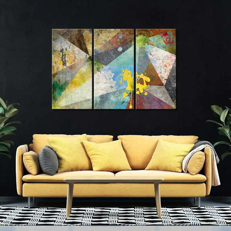 Toile déco Abstraite Géométrique en Triptyque - TabloDéco.fr 