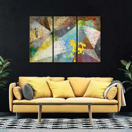 Toile déco Abstraite Géométrique en Triptyque - TabloDéco.fr
