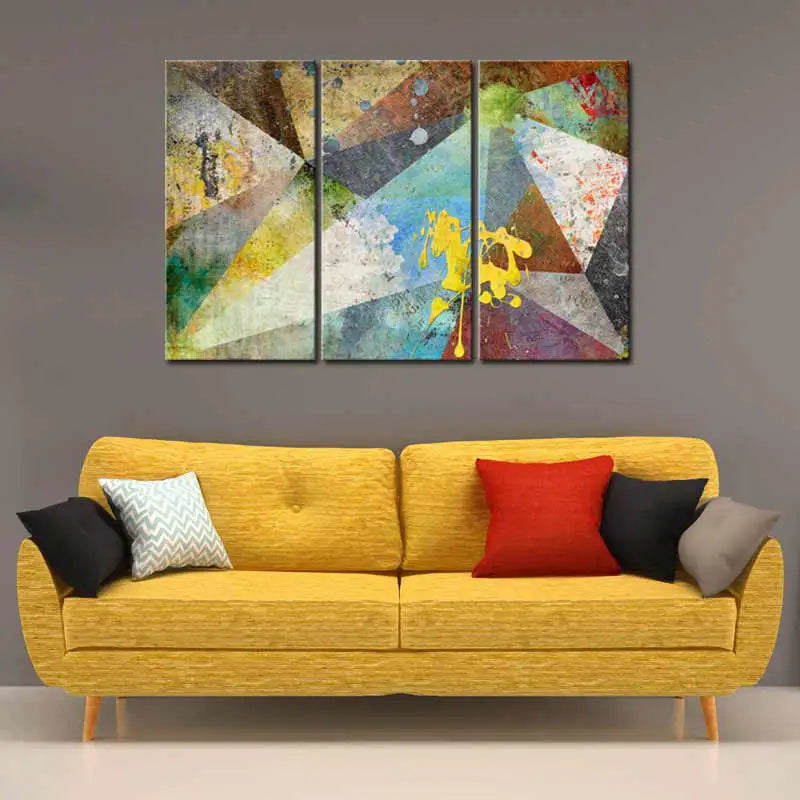 Tableau Triptyque Abstrait Géométriques - TabloDéco.fr
