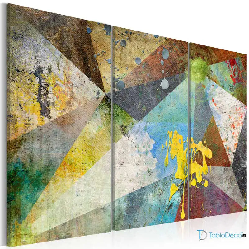 Acheter un Tableau Triptyque Abstrait Géométriques - TabloDéco.fr 