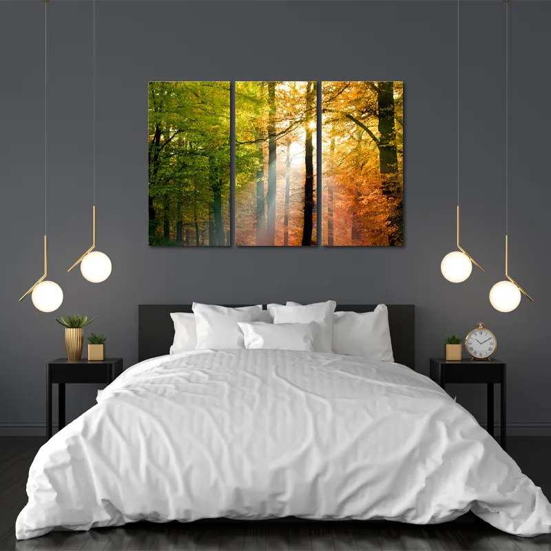  Toile en Triptyque d'une Forêt dans une chambre - TabloDéco.fr