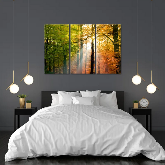 Toile en Triptyque d'une Forêt dans une chambre - TabloDéco.fr