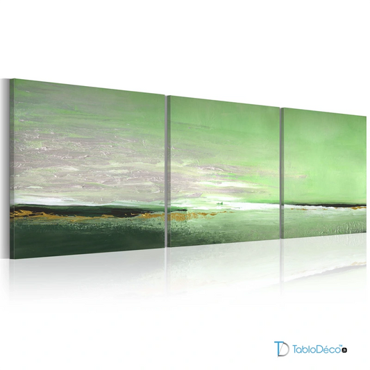 Acheter un Tableau Triptyque Vert Peint à la main - TabloDéco.fr